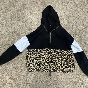 Black white and leopard hoodie